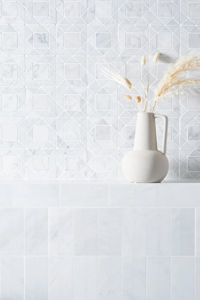 Carrara White Stacked Mosaic - Aztec Tiles