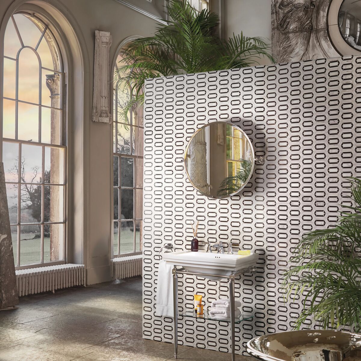 Chequers Court Double Hexagon Mosaic - Aztec Tiles