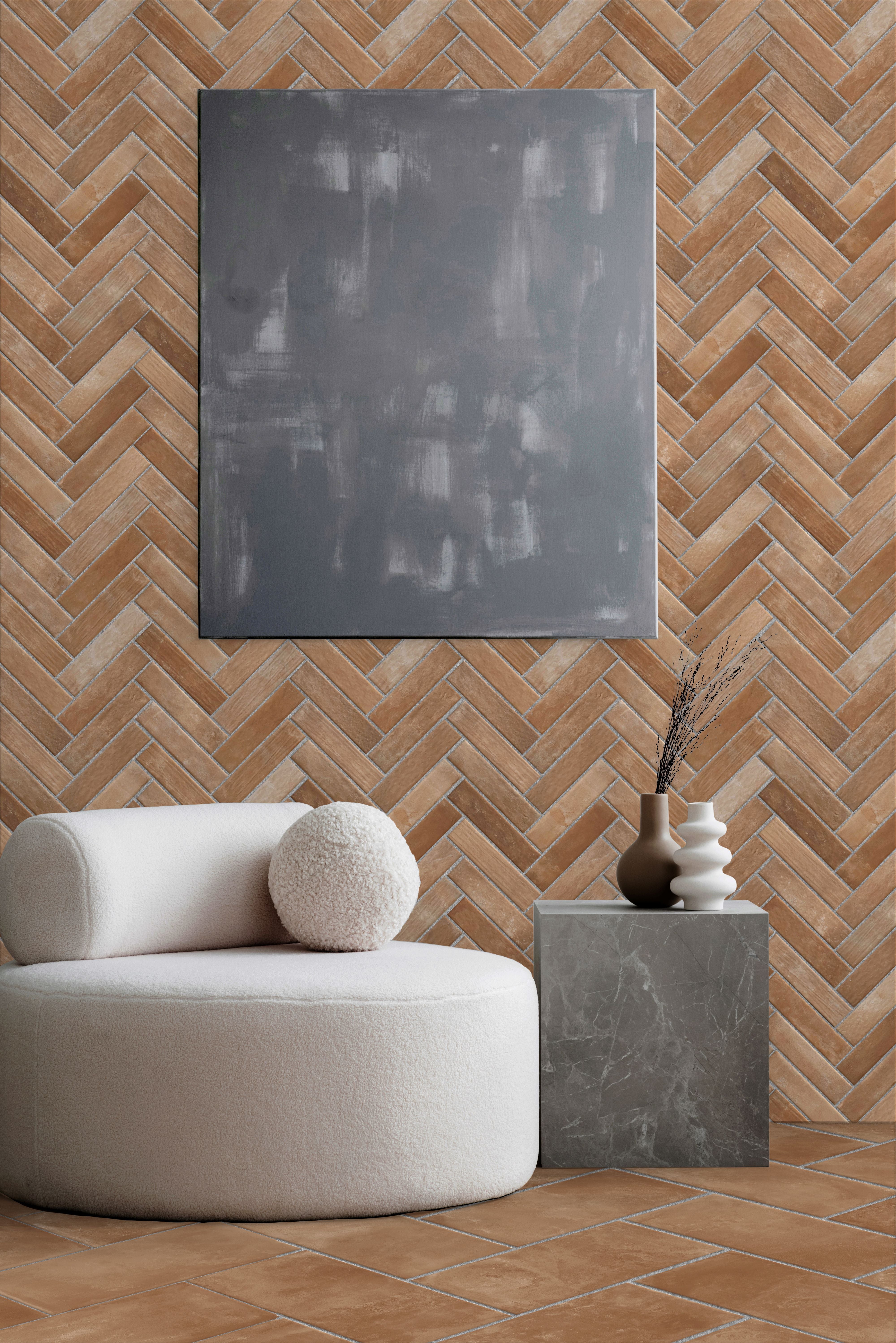 Terranova Herringbone CLAY - Aztec Tiles