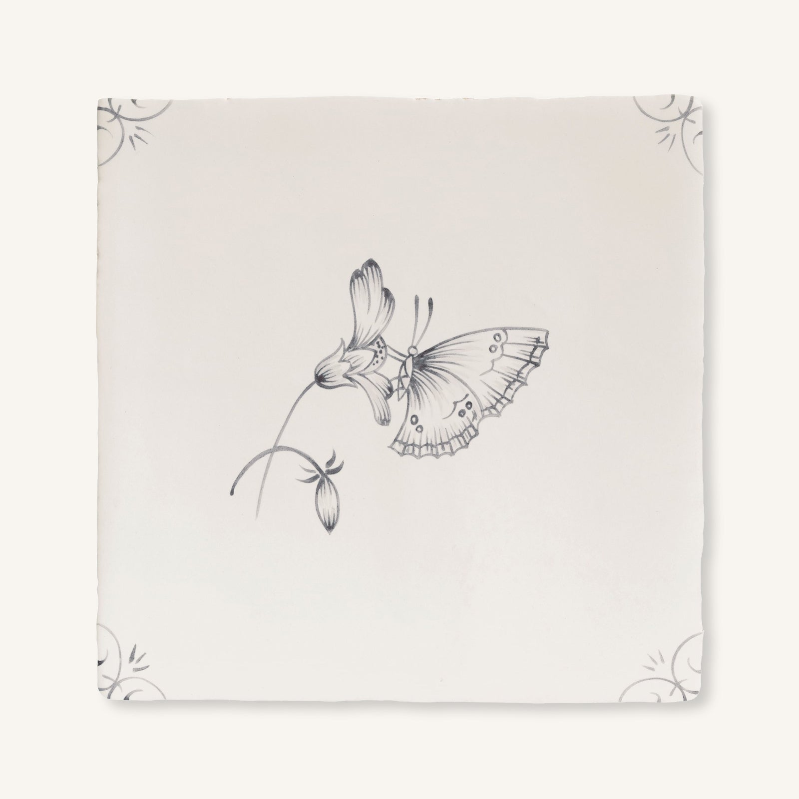 English Delft Charcoal Butterfly 2 - Aztec Tiles