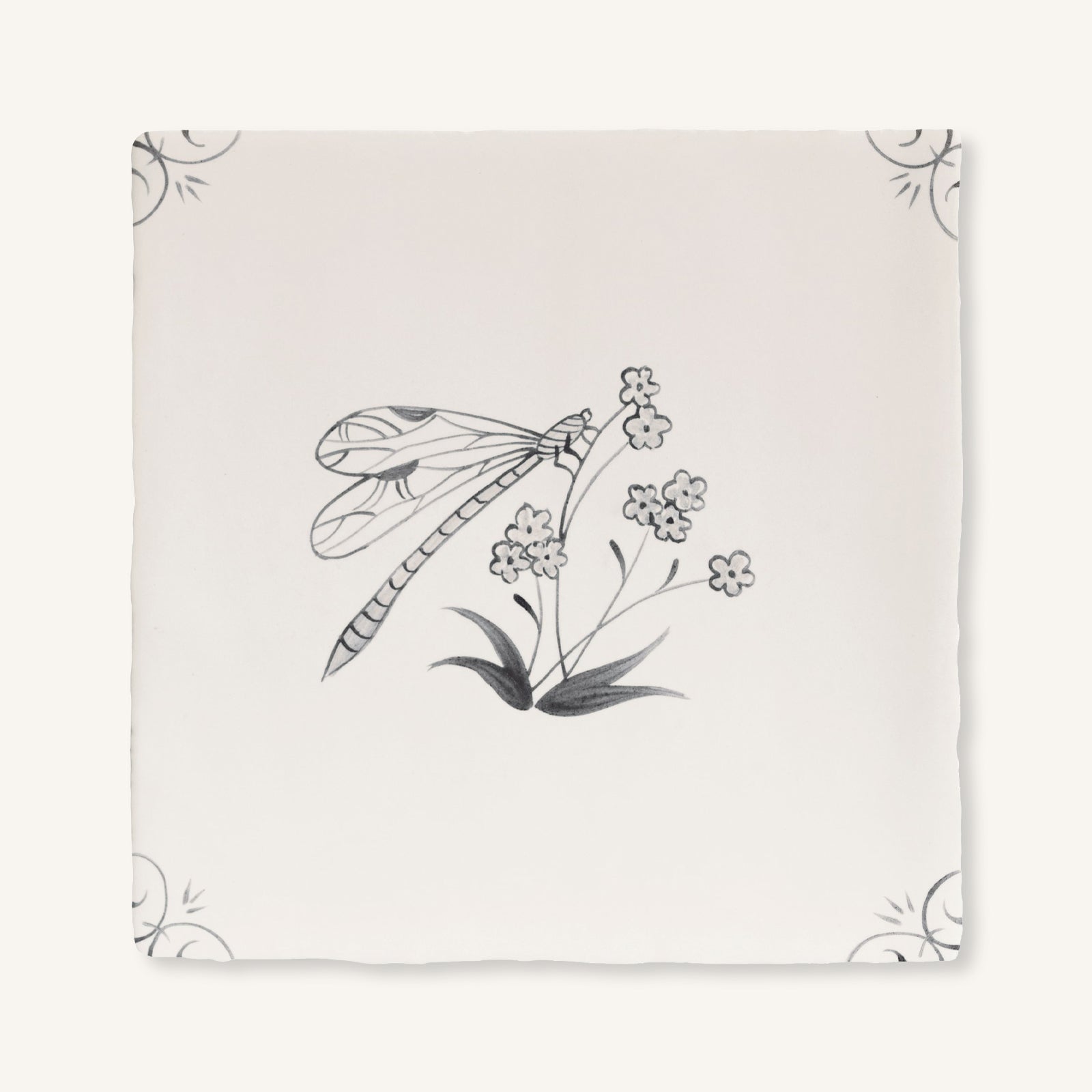 English Delft Charcoal Dragonfly - Aztec Tiles