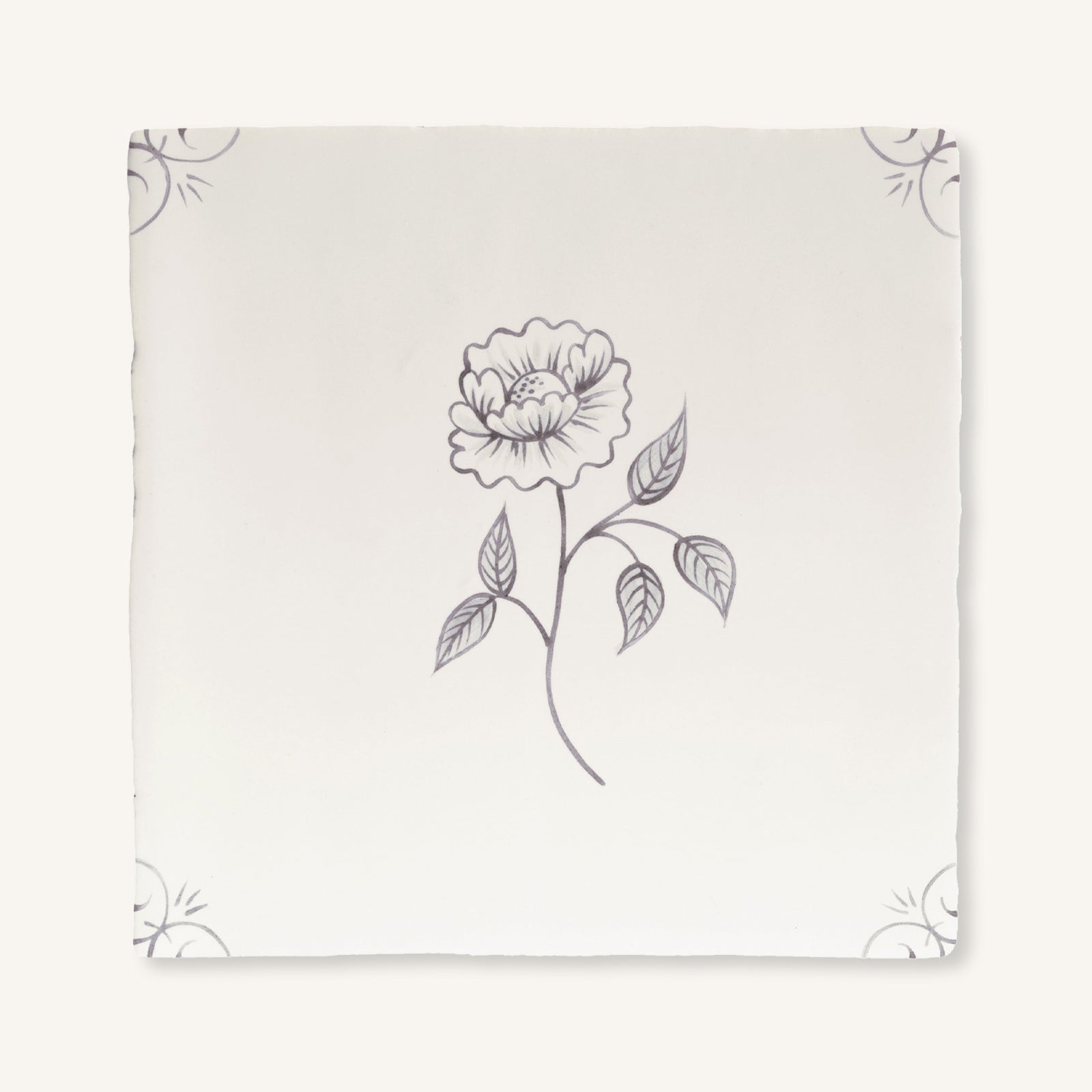 English Delft Charcoal Peony - Aztec Tiles