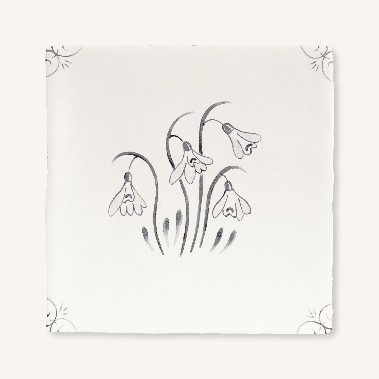 English Delft Charcoal Snowdrop - Aztec Tiles