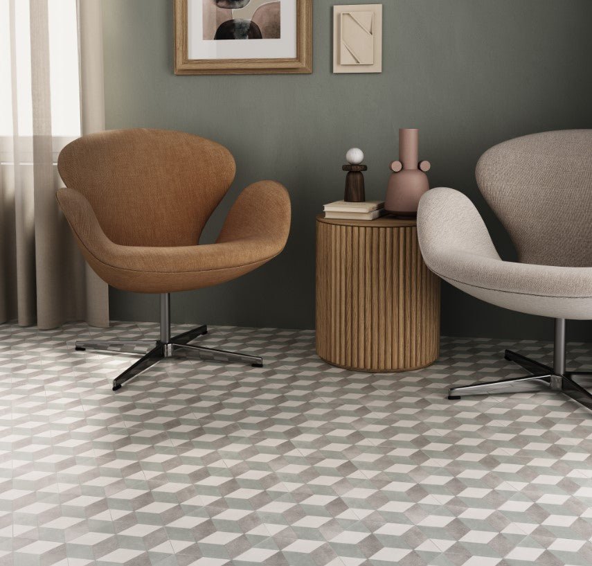 Hexagon Green Cubed - Aztec Tiles