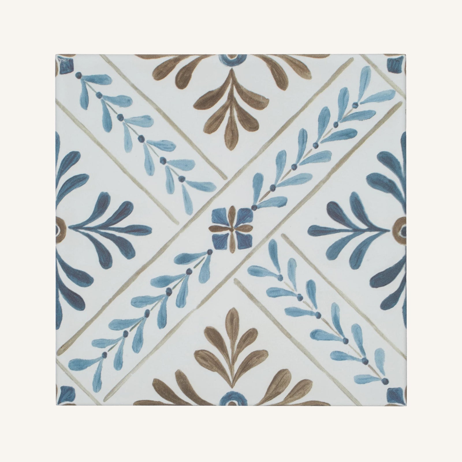 Nina Campbell Goa Indigo/Chocolate - Aztec Tiles