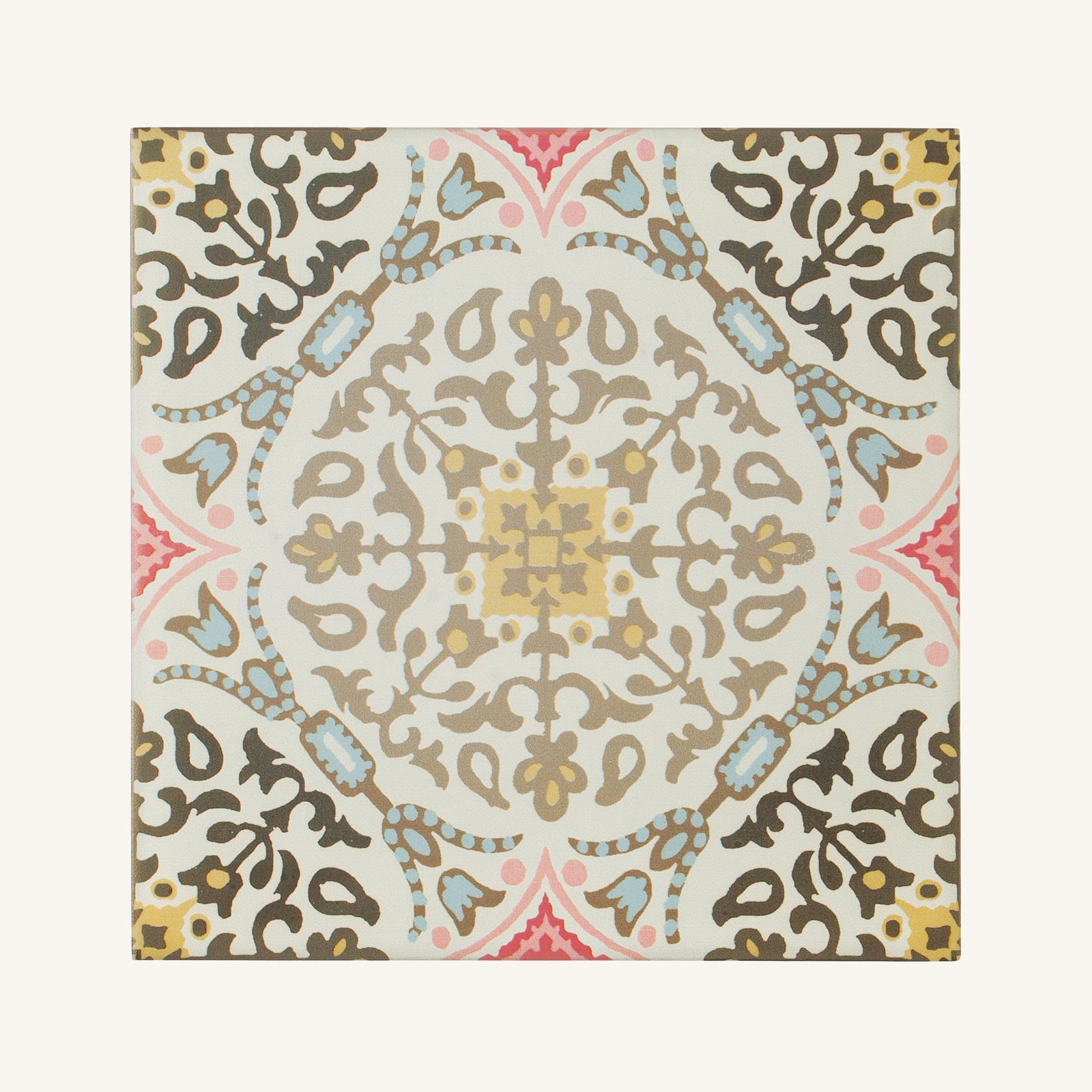 Nina Campbell La Moulade Chocolate - Aztec Tiles