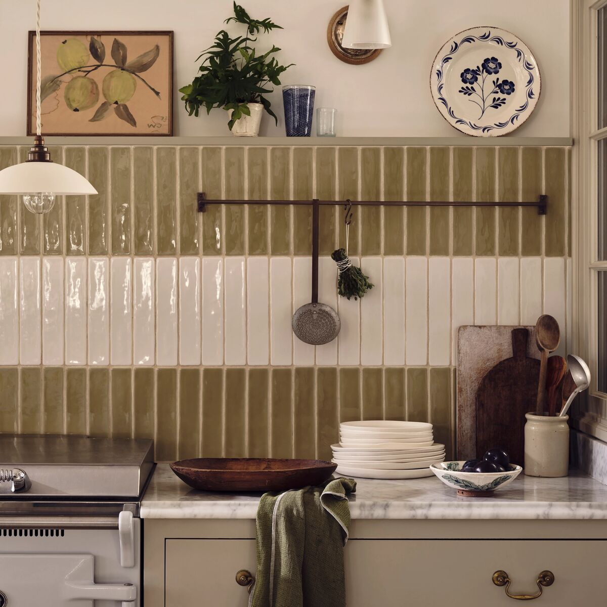 Nina Campbell Rivage Olive - Aztec Tiles