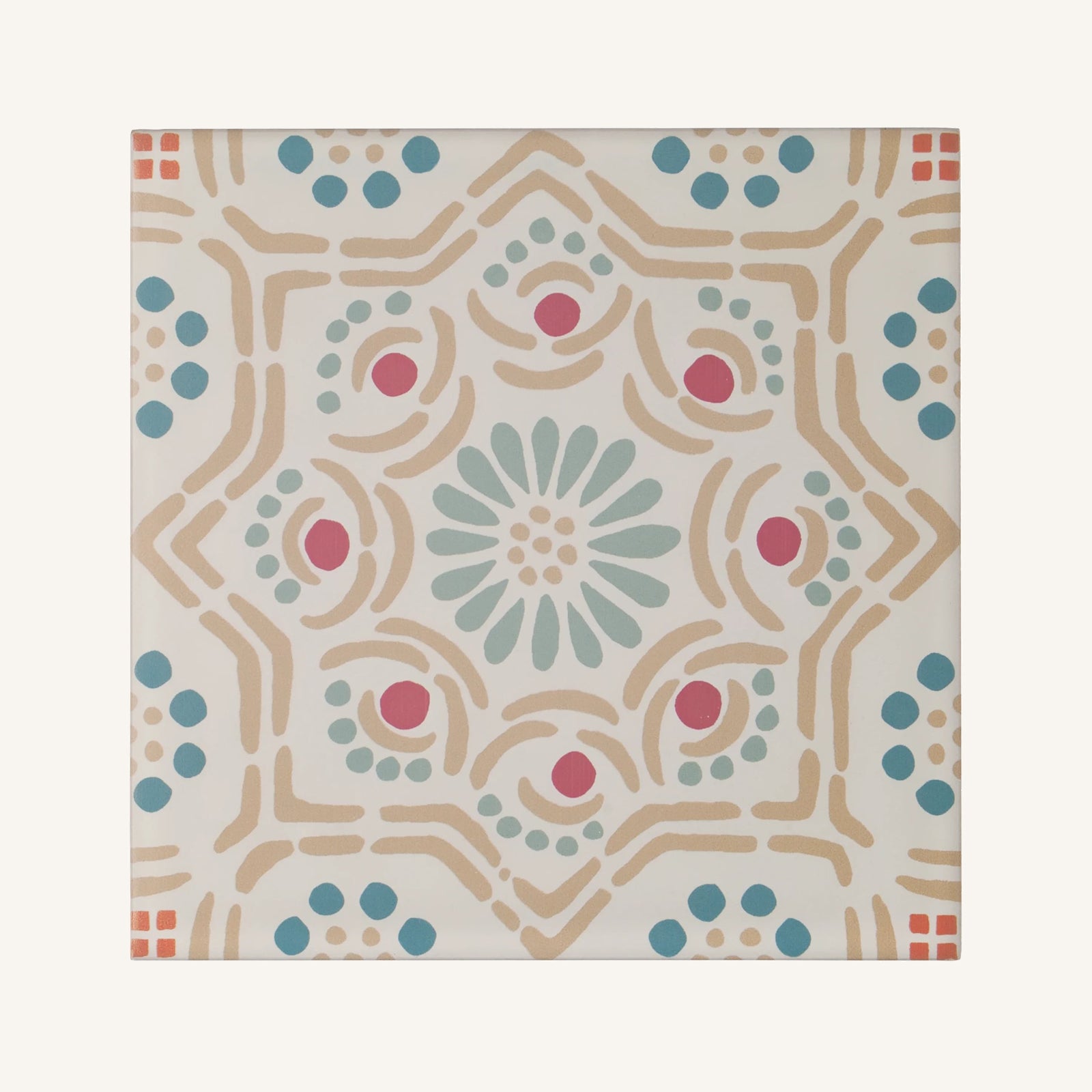 Nina Campbell Ronda Coral Aqua - Aztec Tiles