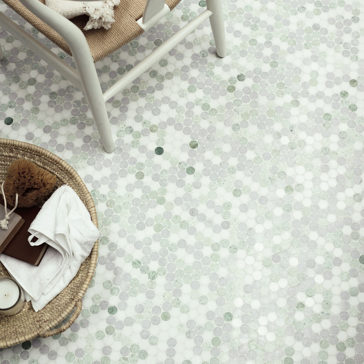 North Haven Polished Penny Mosaic - Aztec Tiles