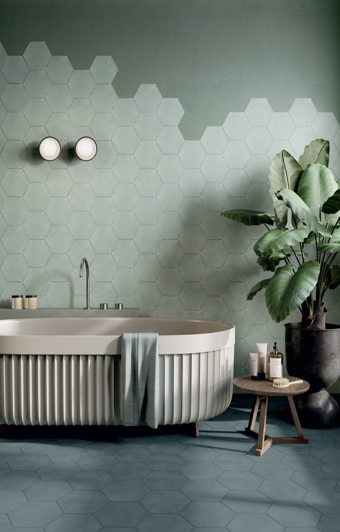 Hexagon Blue Plain - Aztec Tiles