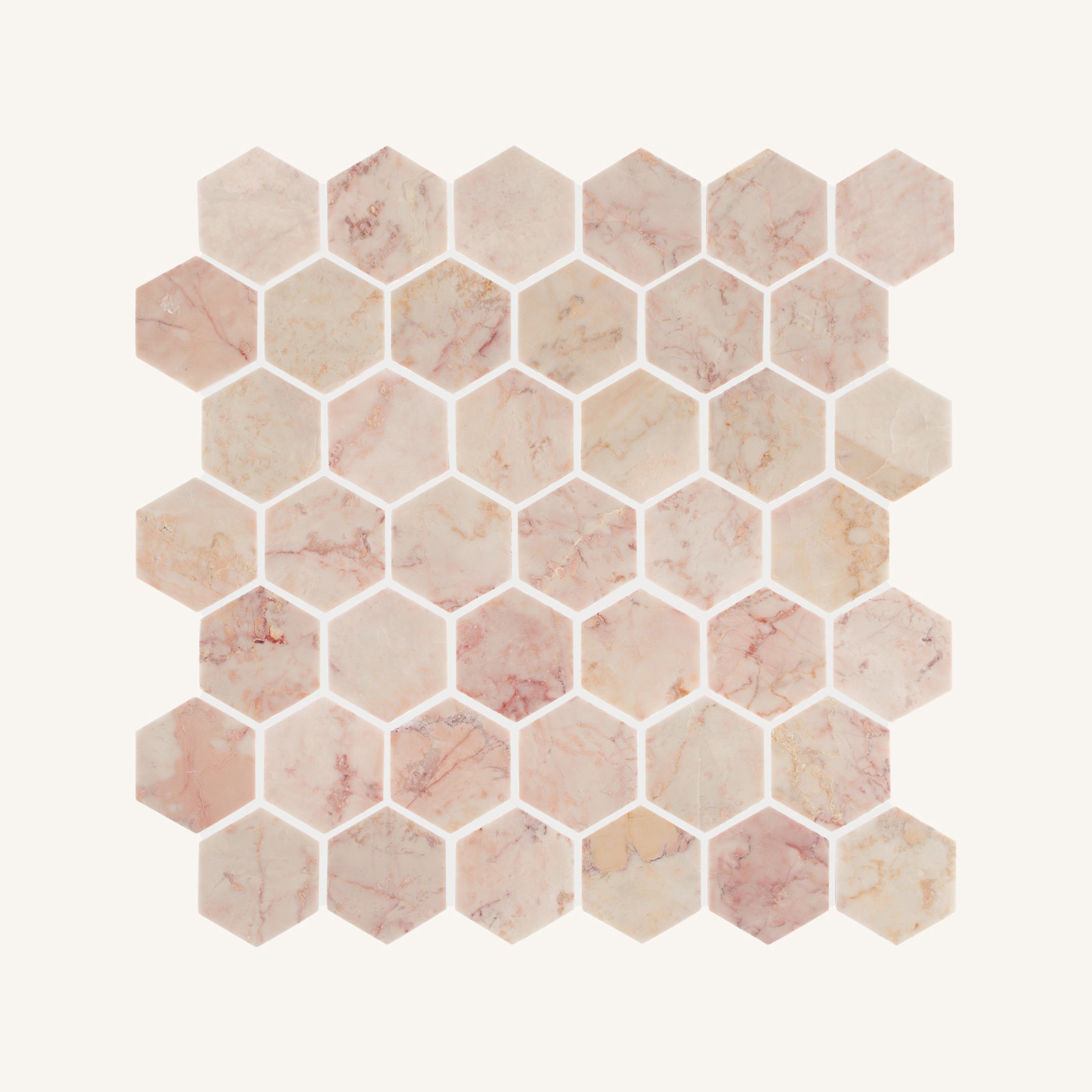 Aegean Pink Large Hex Mosaic - Aztec Tiles
