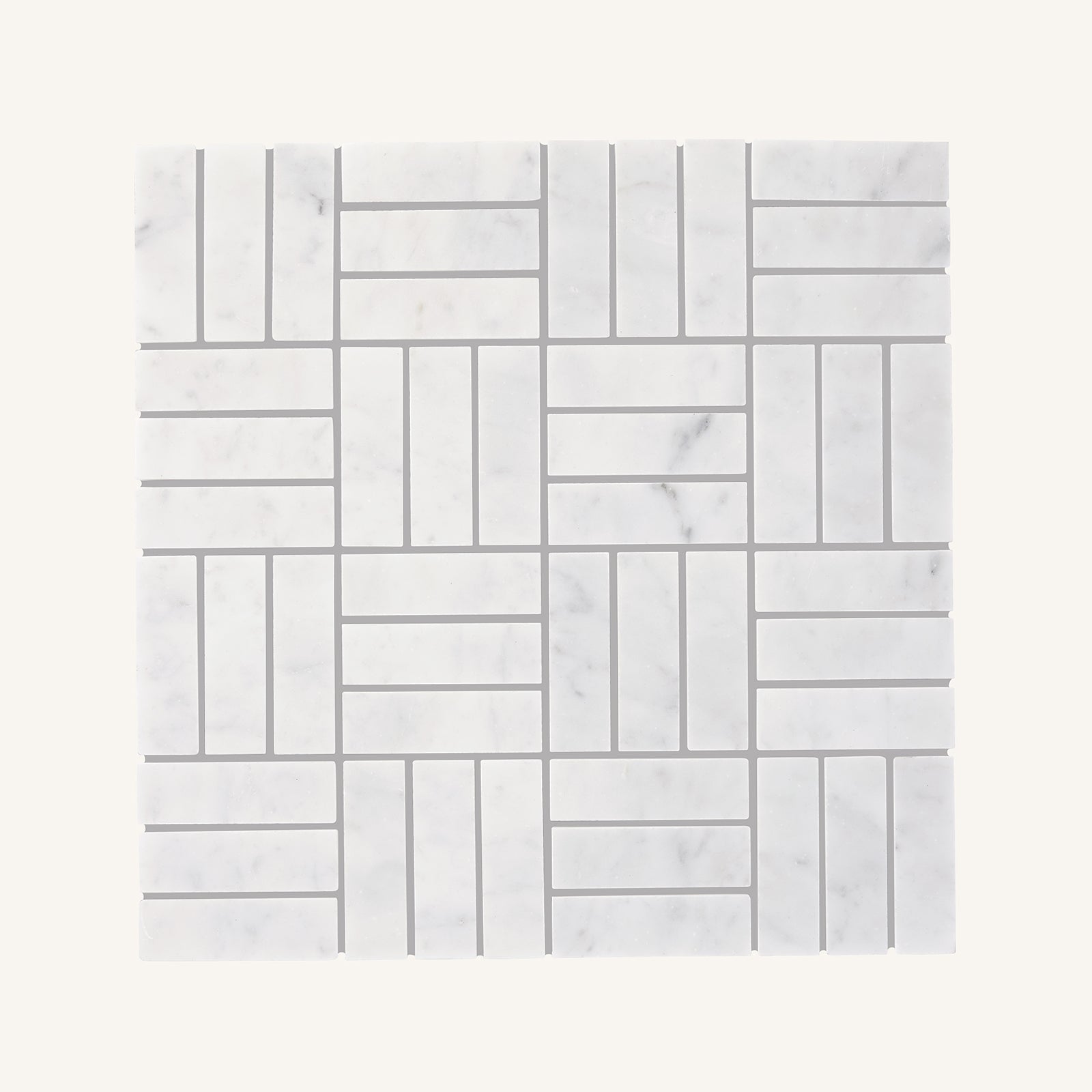 Carrara White Jenga Mosaic - Aztec Tiles
