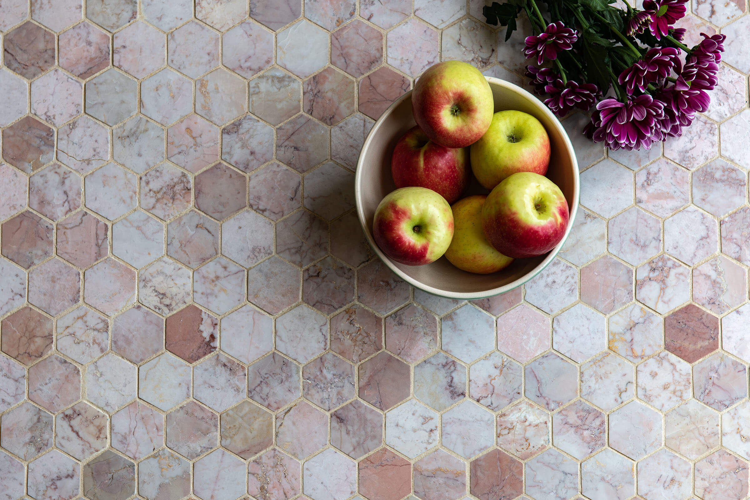Pink Marble Hexagon Mosaic - Aztec Tiles